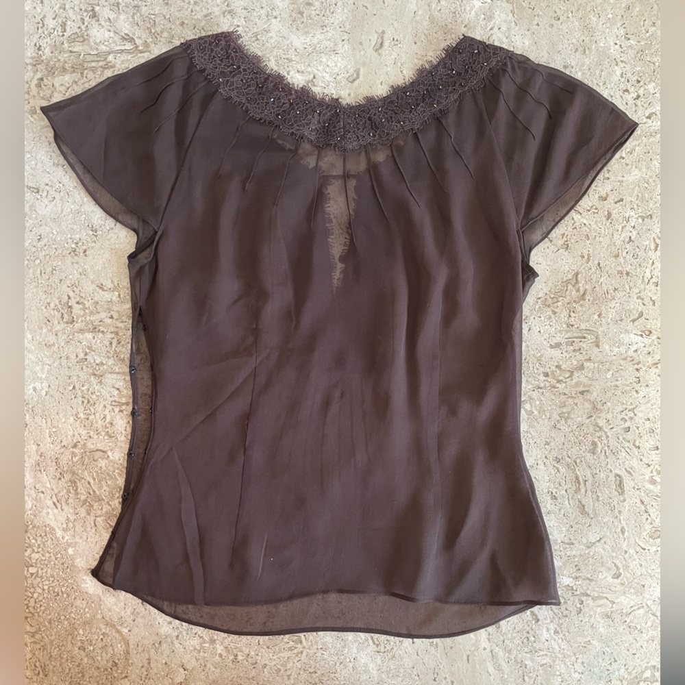 Buffy The Vampire Slayer BCBG Brown Sheer Top - Picture 6 of 6